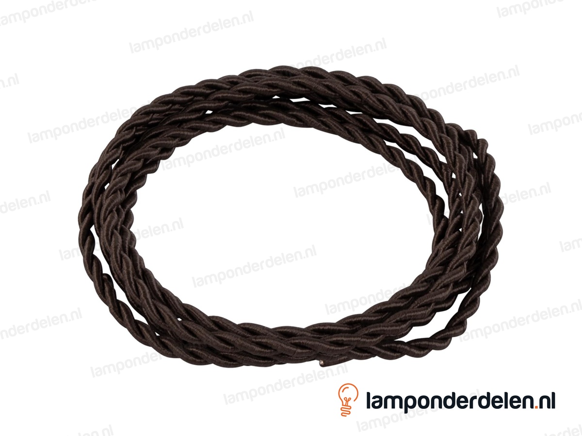 Strijkijzersnoer donkerbruin gedraaid - 2 x 0,75 mm²