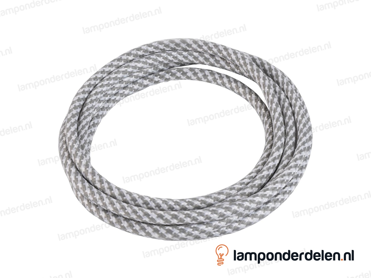 Strijkijzersnoer donkergrijs met wit mix - 2 x 0,75 mm²