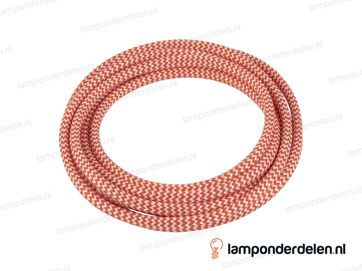 Strijkijzersnoer donkeroranje met wit - 2 x 0,75 mm²