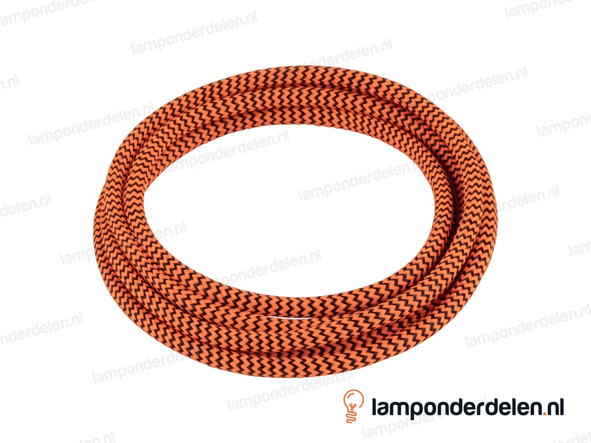 Strijkijzersnoer fluorescerend oranje met zwart - 2 x 0,75 mm²
