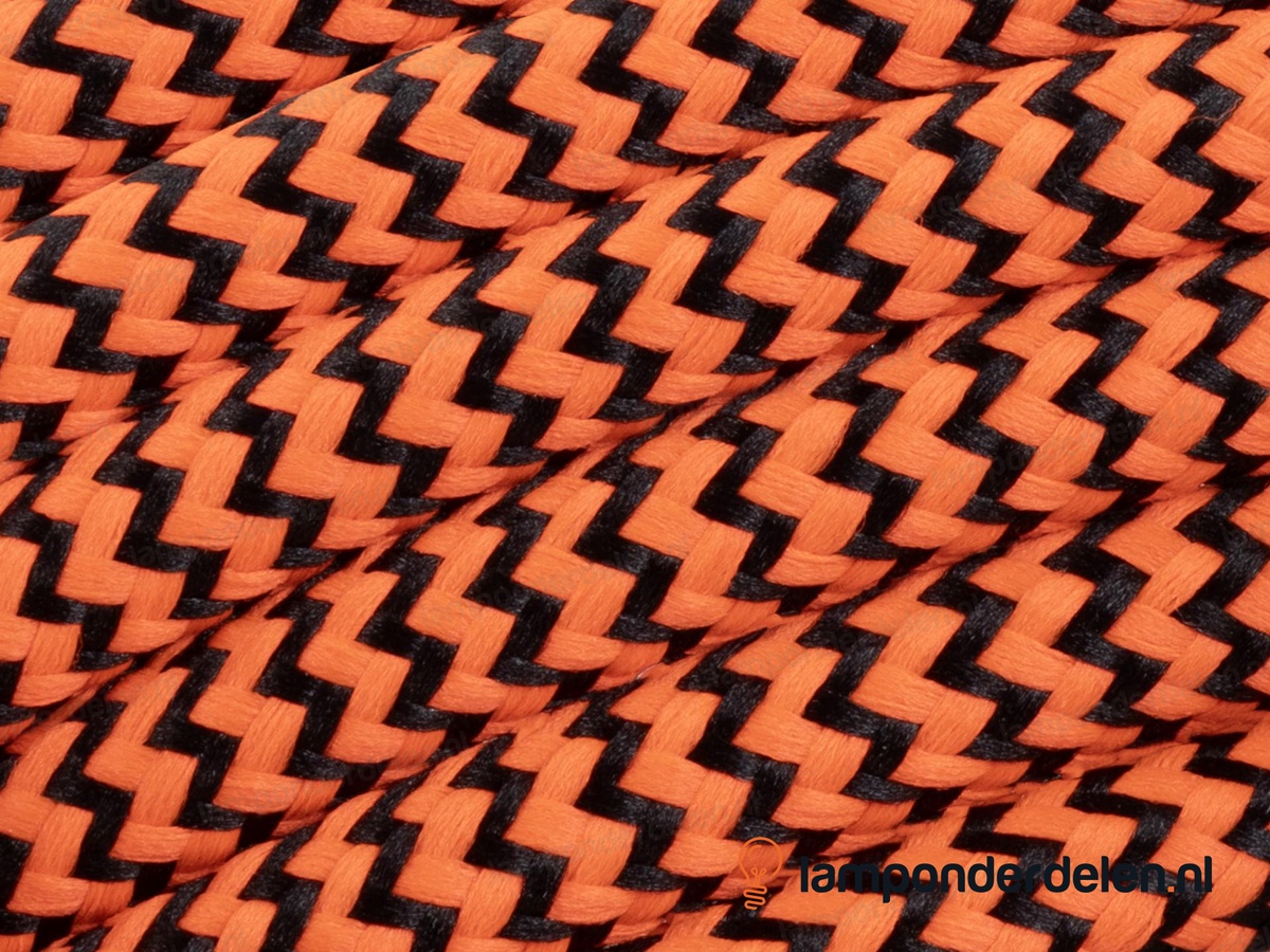 Strijkijzersnoer fluorescerend oranje met zwart - 2 x 0,75 mm²