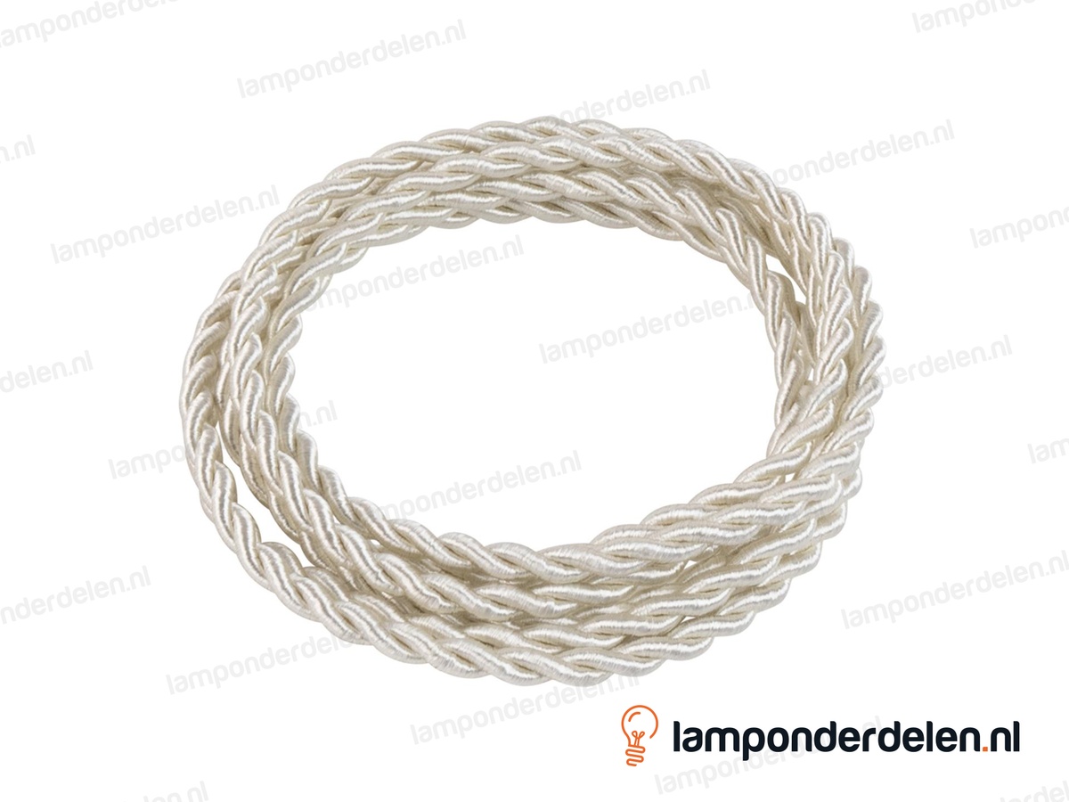 Strijkijzersnoer gebroken wit gedraaid - 2 x 0,75 mm²