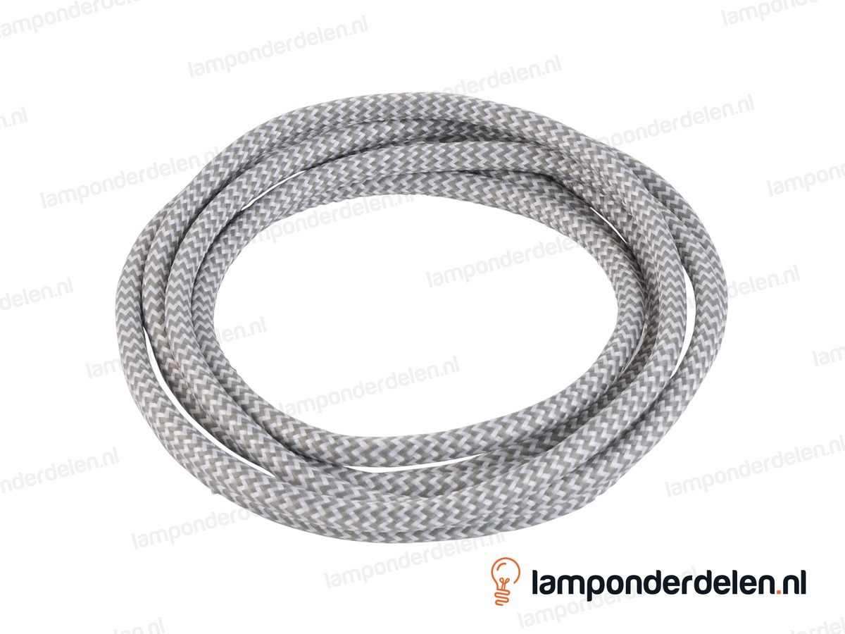 Strijkijzersnoer grijs met wit - 2 x 0,75 mm²
