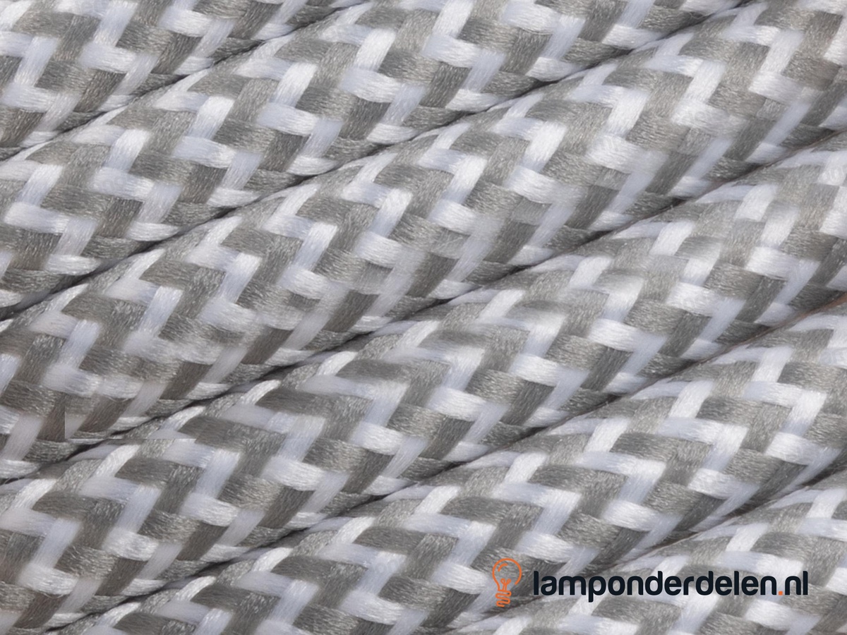 Strijkijzersnoer grijs met wit - 2 x 0,75 mm²