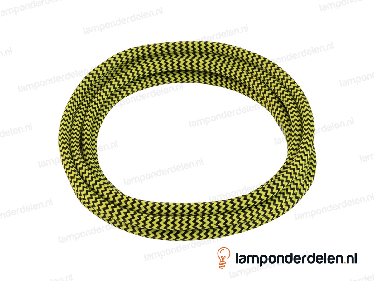Strijkijzersnoer kanariegeel met zwart - 2 x 0,75 mm²