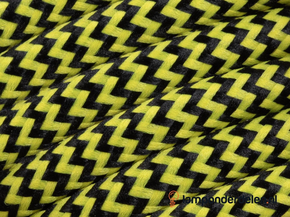 Strijkijzersnoer kanariegeel met zwart - 2 x 0,75 mm²