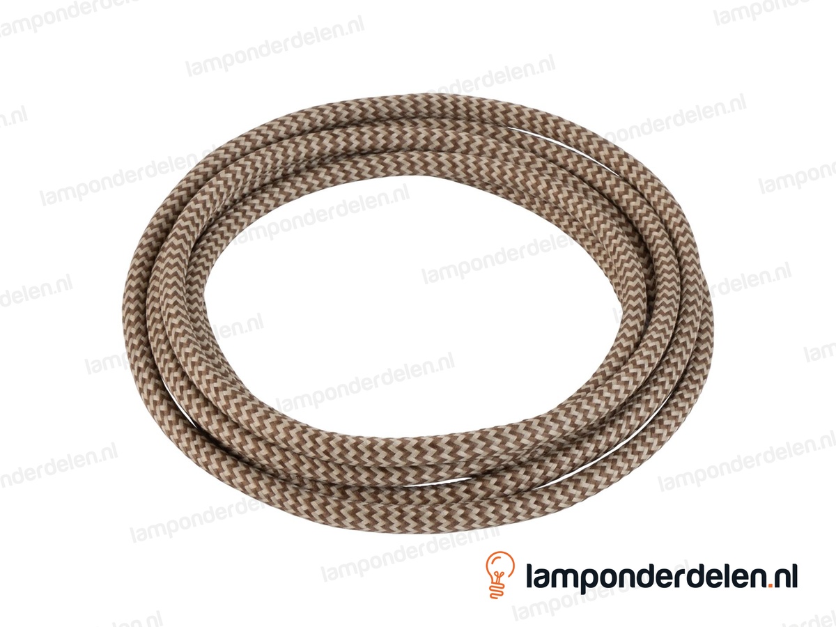 Strijkijzersnoer lichtbruin met lichtbeige - 2 x 0,75 mm²