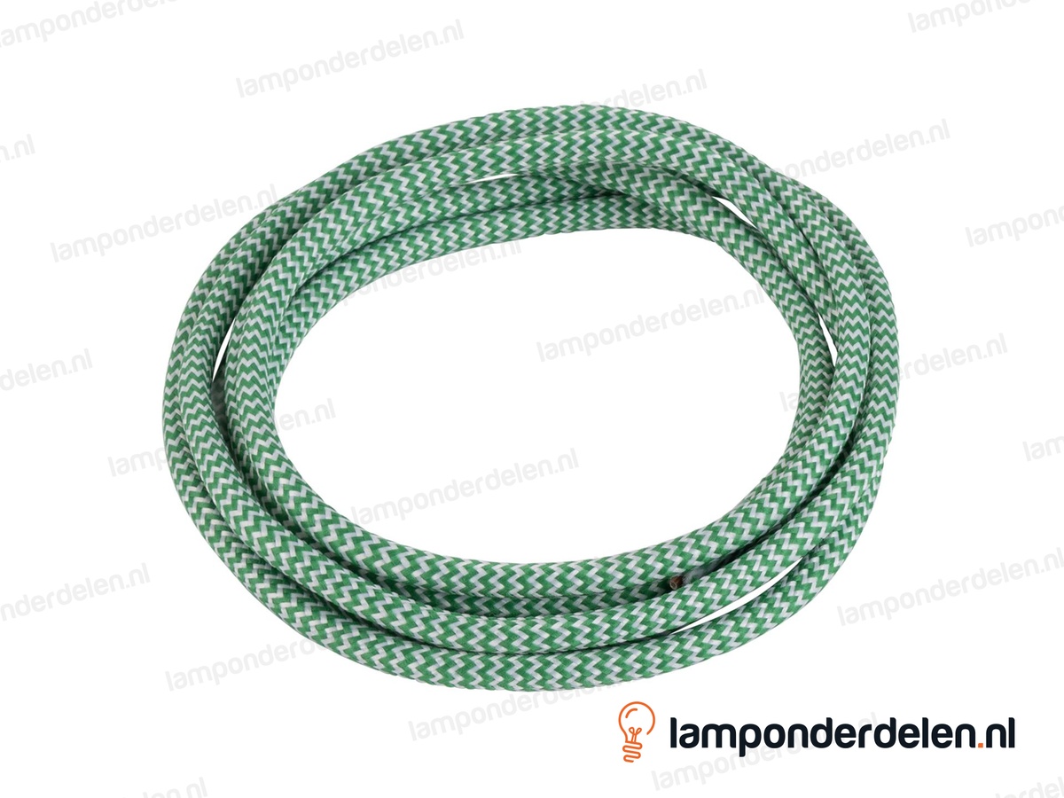 Strijkijzersnoer lichtgroen met wit - 2 x 0,75 mm²