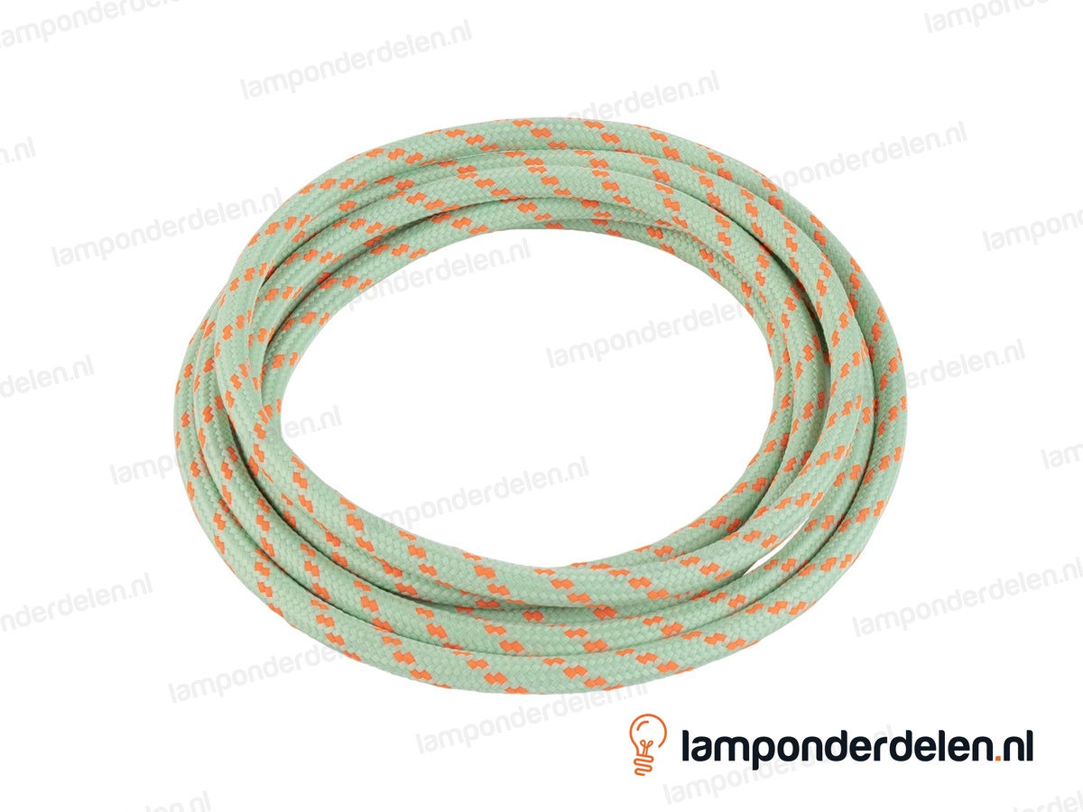 Strijkijzersnoer mintgroen met fluorescerend oranje stip - 2 x 0,75 mm²