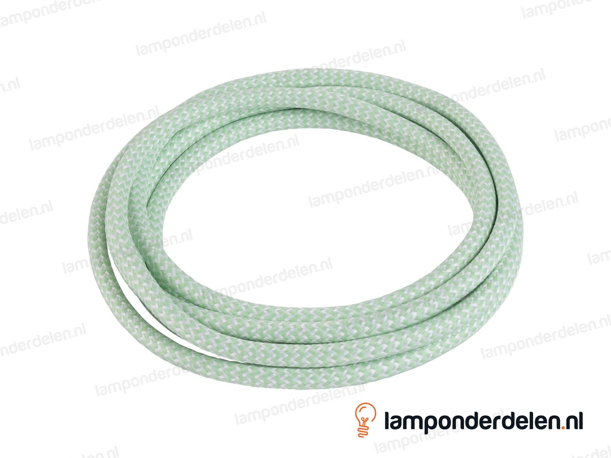 Strijkijzersnoer mintgroen met wit - 2 x 0,75 mm²