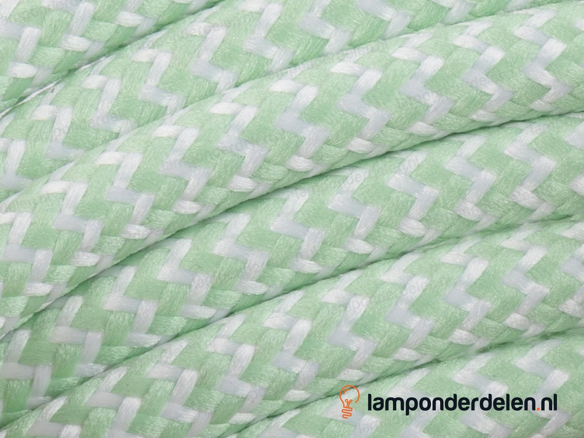 Strijkijzersnoer mintgroen met wit - 2 x 0,75 mm²