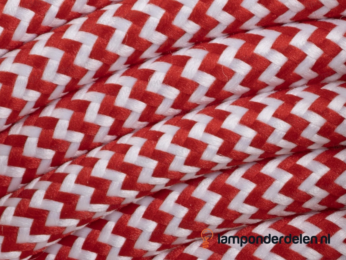 Strijkijzersnoer rood met wit - 2 x 0,75 mm²