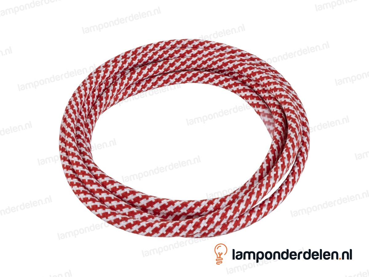 Strijkijzersnoer rood met wit mix - 2 x 0,75 mm²