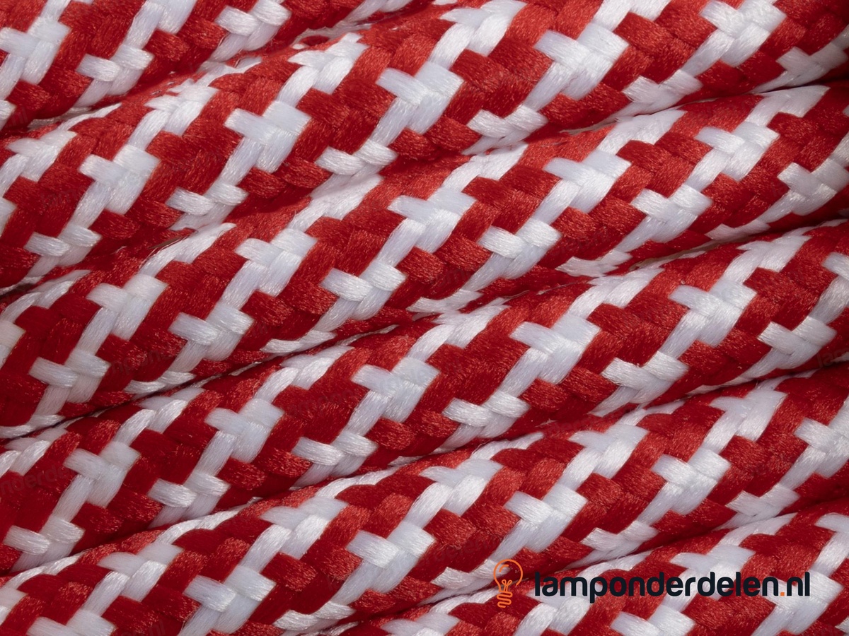 Strijkijzersnoer rood met wit mix - 2 x 0,75 mm²