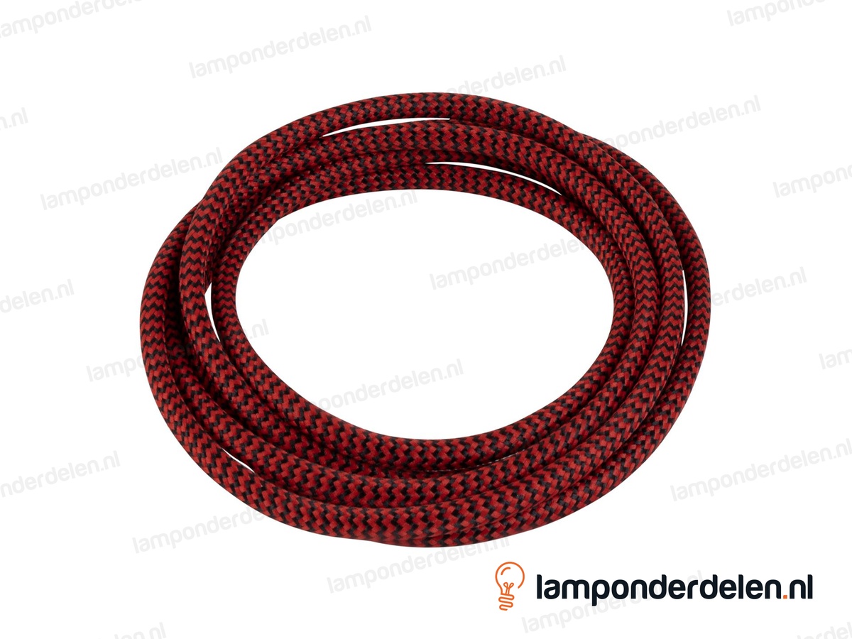Strijkijzersnoer rood met zwart - 2 x 0,75 mm²