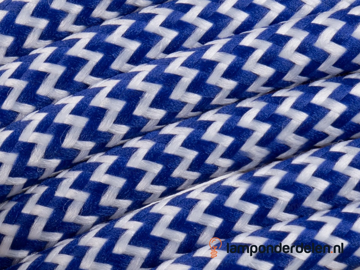 Strijkijzersnoer royalblauw met wit - 2 x 0,75 mm²