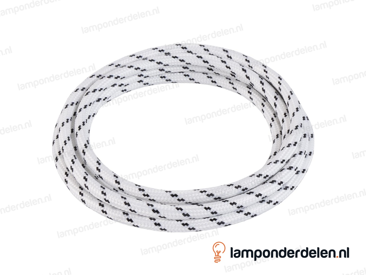 Strijkijzersnoer wit met zwarte stip - 2 x 0,75 mm²