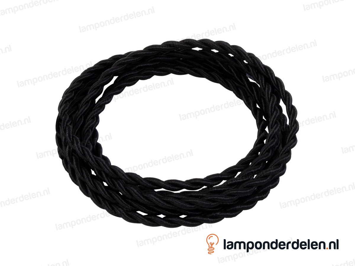 Strijkijzersnoer zwart gedraaid - 3 x 0,75 mm²