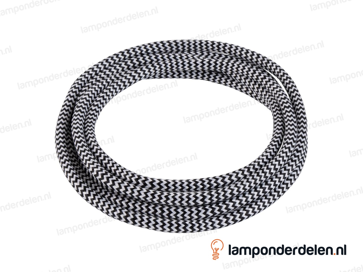 Strijkijzersnoer zwart met wit - 2 x 0,75 mm²