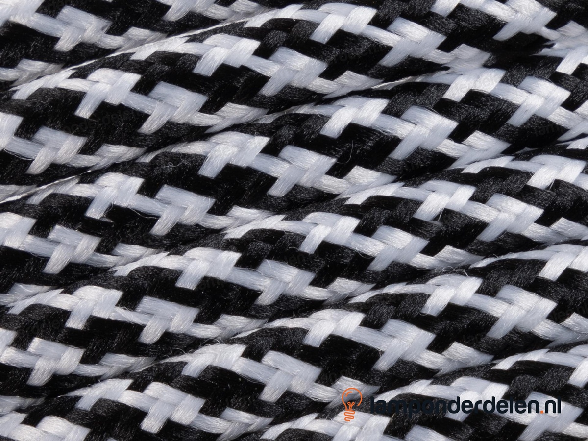 Strijkijzersnoer zwart met wit mix - 2 x 0,75 mm²
