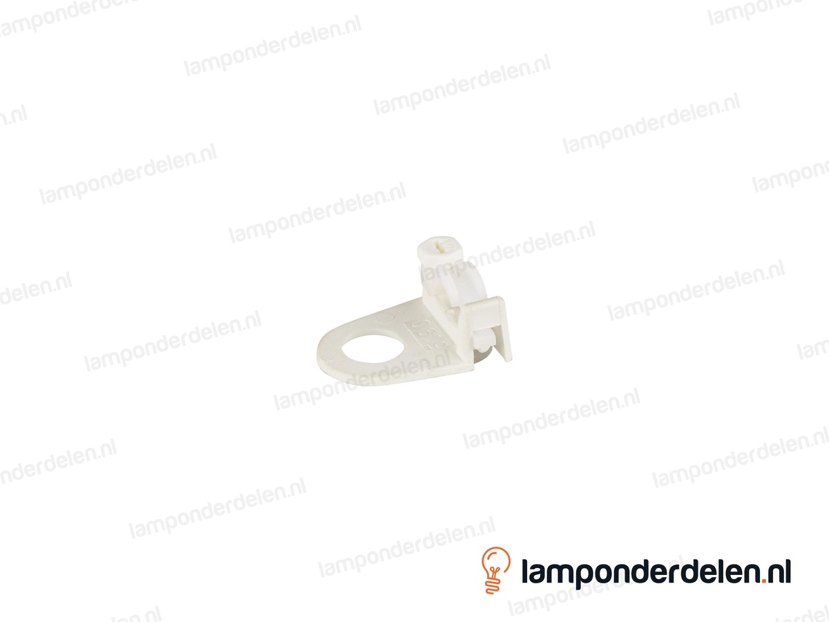Trekontlaster kunststof wit met bevestigingslip en gat 10 mm - geschikt voor plat snoer