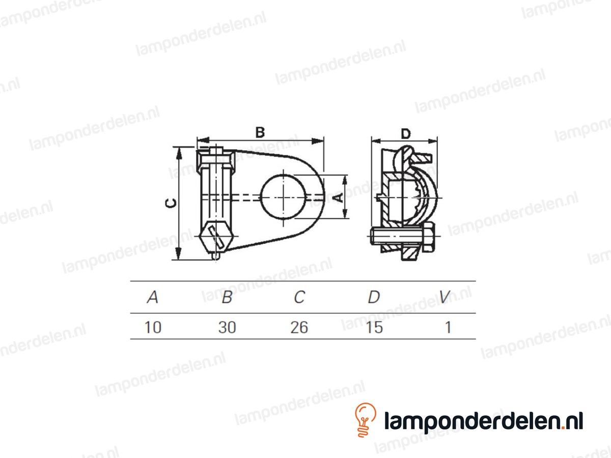 Trekontlaster kunststof wit met bevestigingslip en gat 10 mm - geschikt voor plat snoer