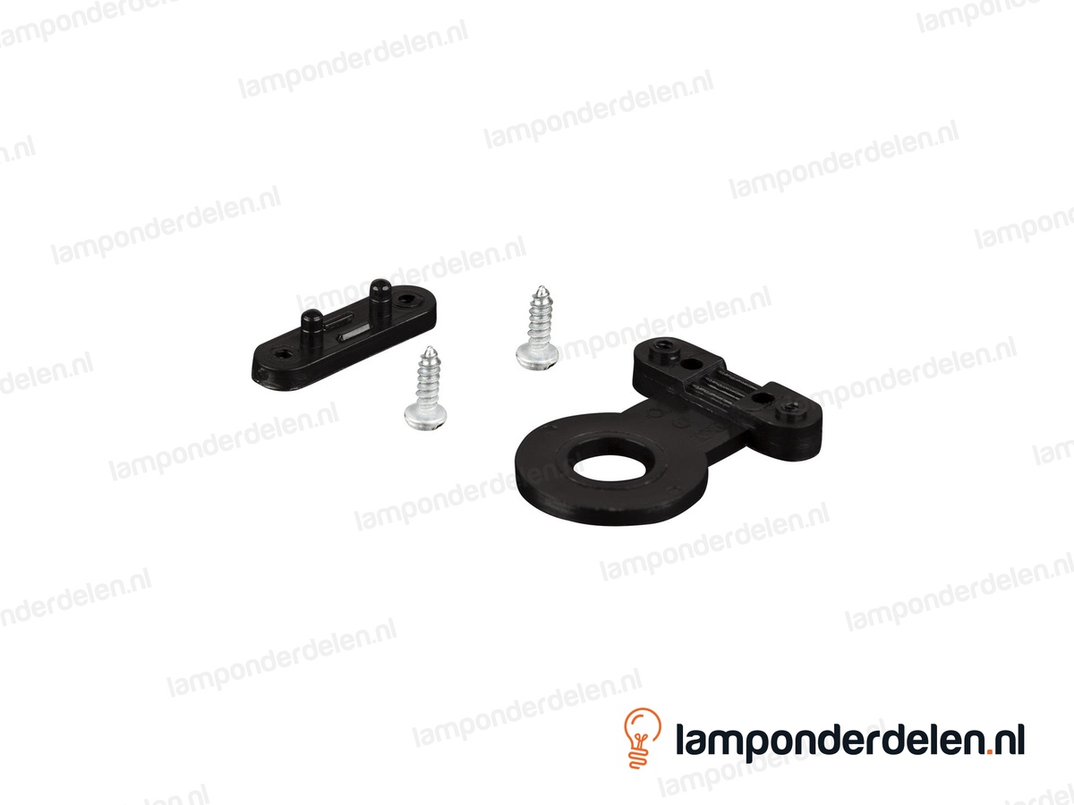 Trekontlaster kunststof zwart met bevestigingslip en gat 10,5 mm - geschikt voor plat snoer