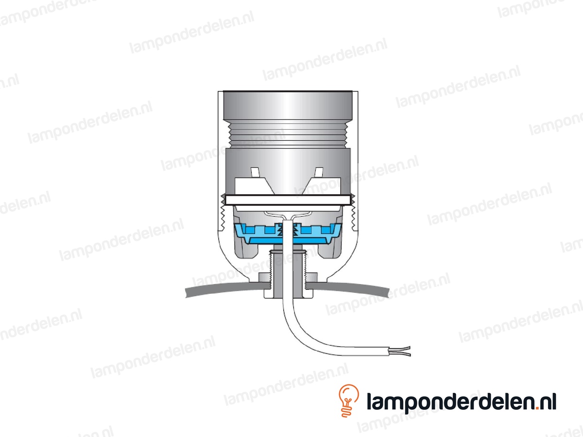Trekontlaster kunststof zwart voor in de binnenkant van een 3-delige E27 fitting - geschikt voor plat snoer