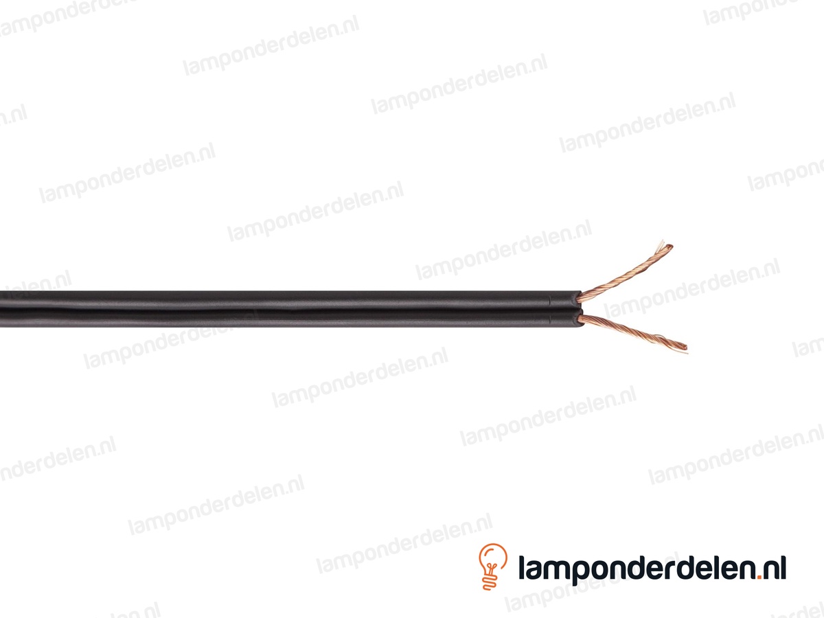 Tweelingsnoer zwart plat - 2 x 0,75 mm²
