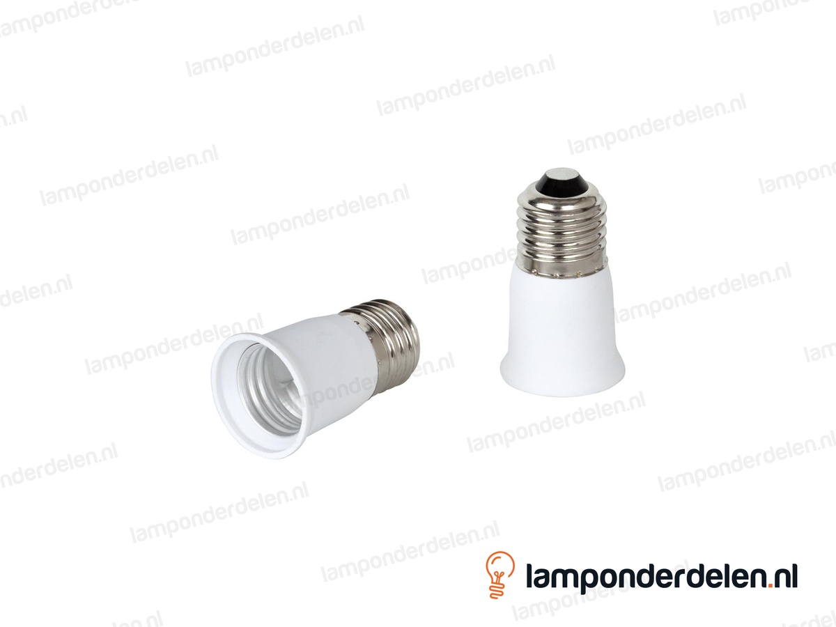 Verlengfitting kunststof wit - van E27 naar E27 fitting