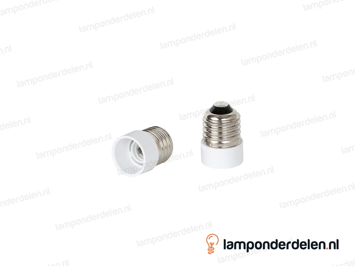 Verloopfitting kunststof wit - van E27 naar E14 fitting