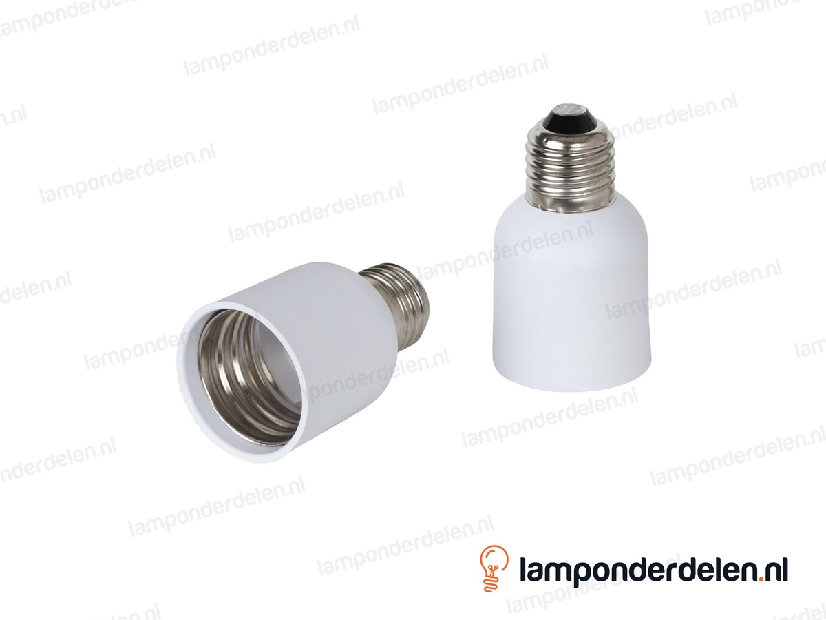 Verloopfitting kunststof wit - van E27 naar E40 fitting
