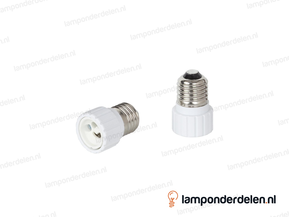 Verloopfitting kunststof wit - van E27 naar GU10 fitting