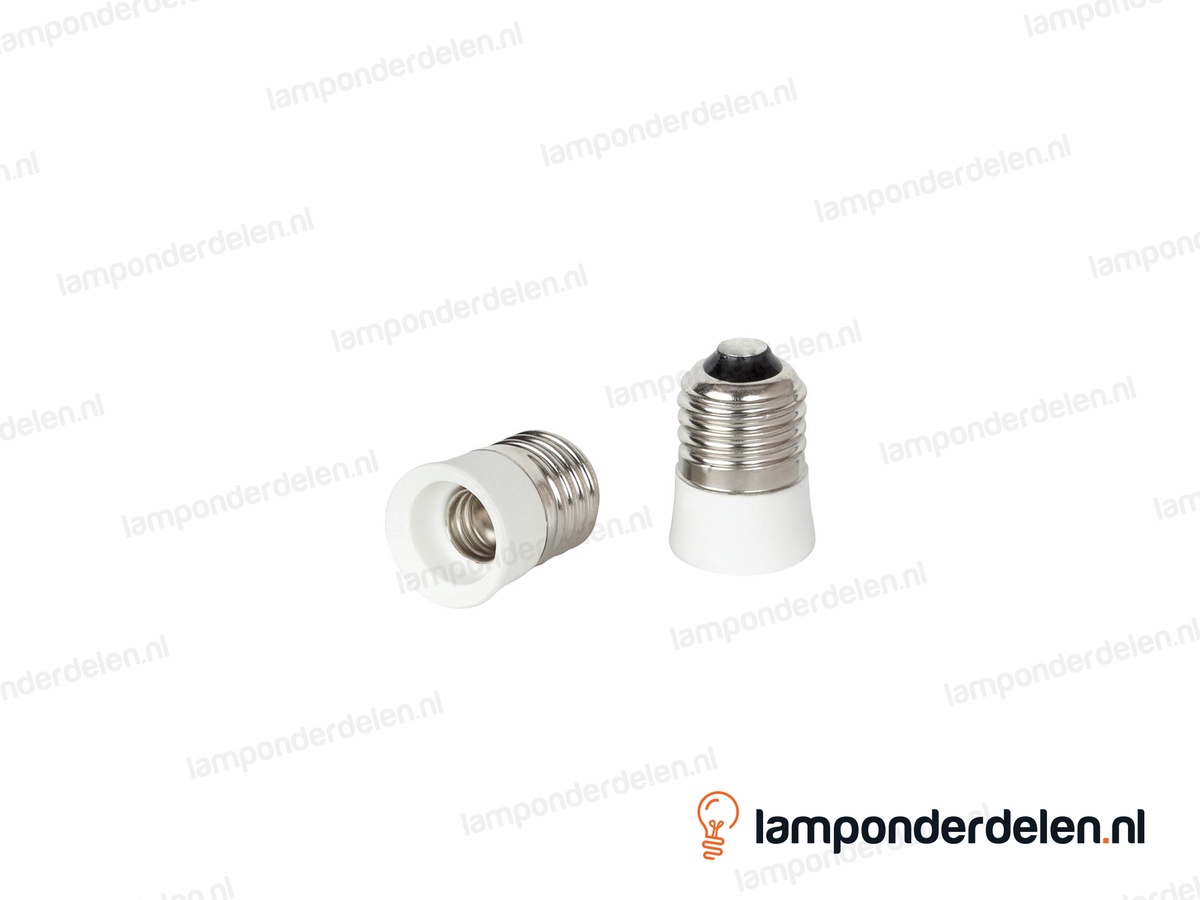 Verloopfitting porselein wit - van E27 naar E14 fitting