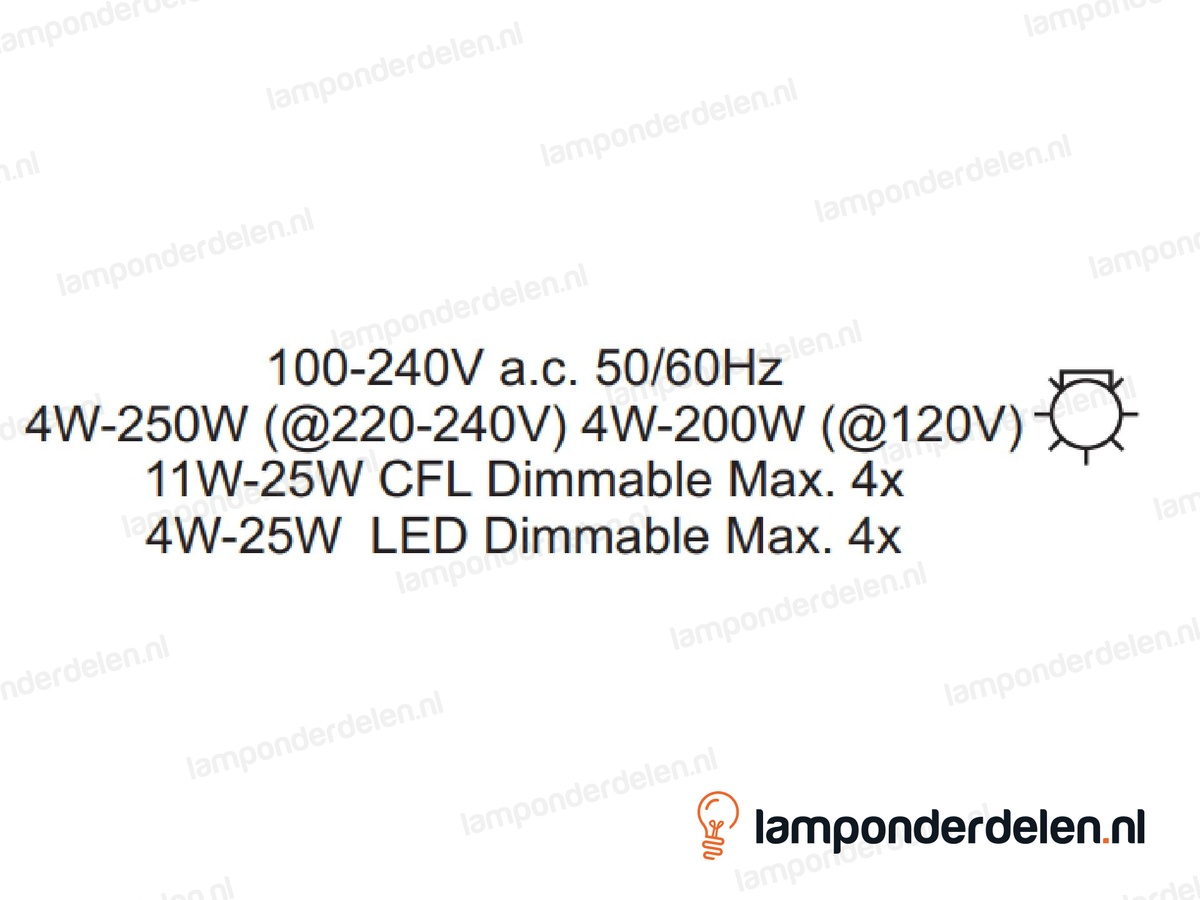 Vloerdimmer kunststof transparant LED - 4 tot 25 watt - maximaal vier LED lampen