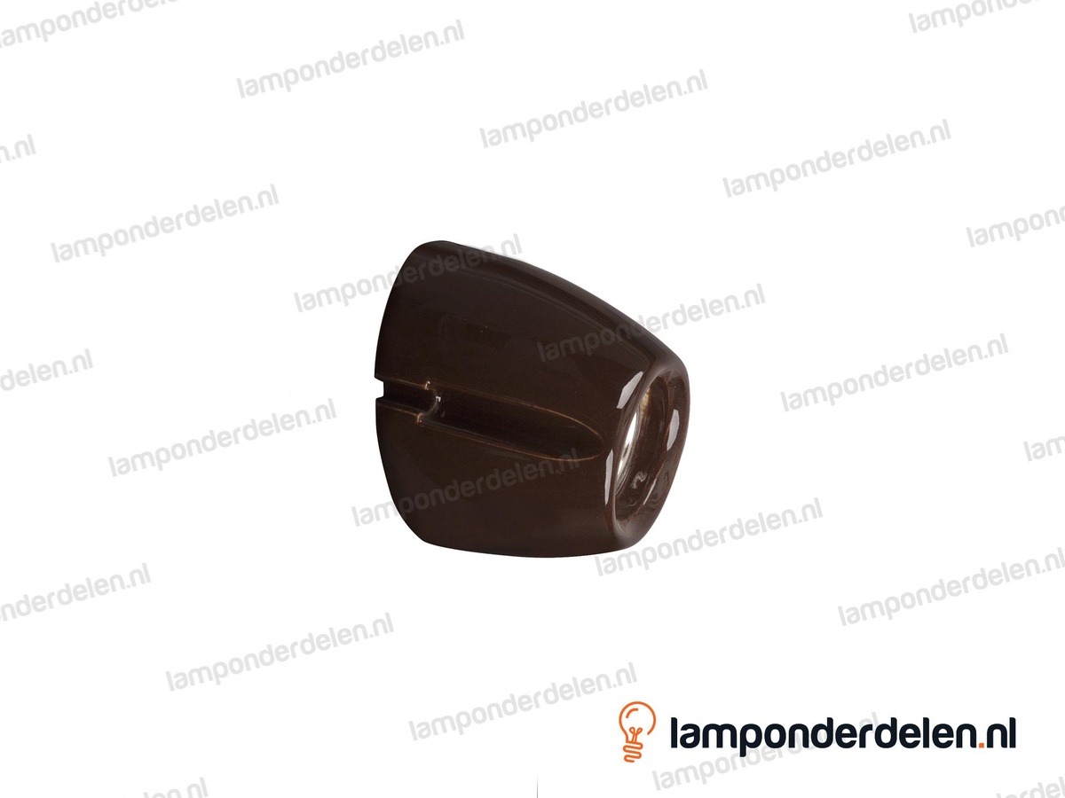Wandfitting E27 porselein bruin