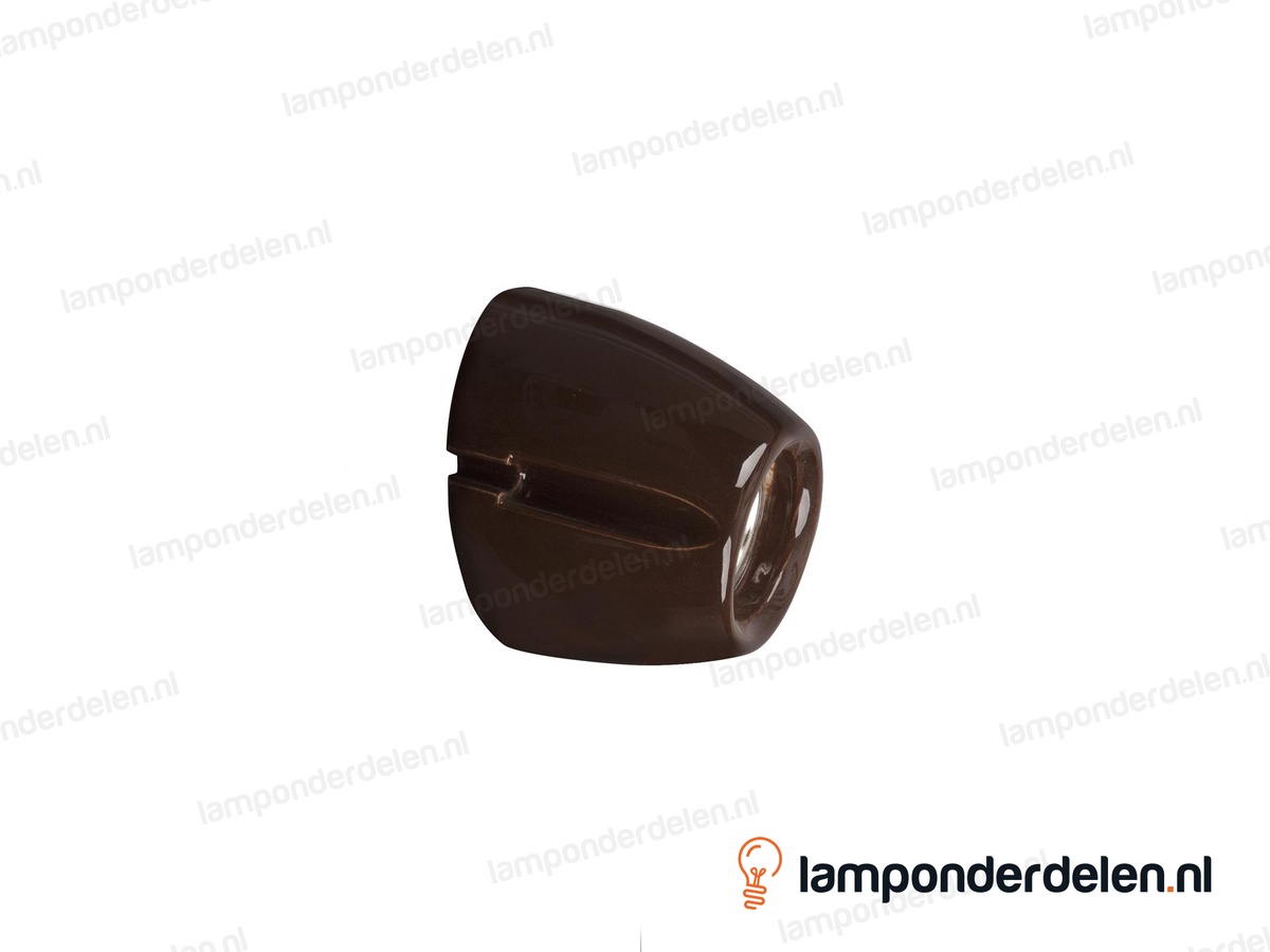 Wandfitting E27 porselein bruin