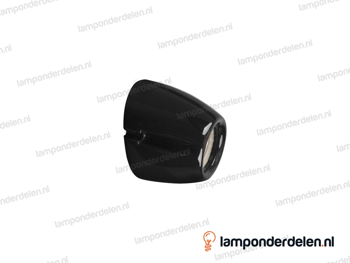 Wandfitting E27 porselein zwart