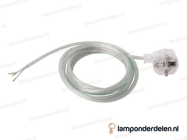 Aansluitsnoer transparant met haakse RA stekker - 3 x 0,75 mm² - lengte 2 meter