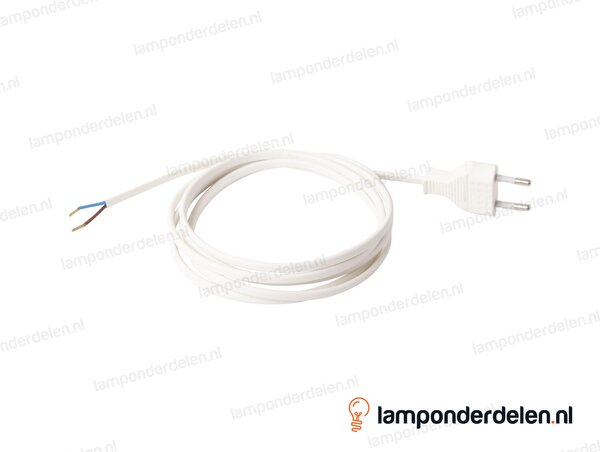 Aansluitsnoer wit met eurostekker - 2 x 0,75 mm² - lengte 1,5 meter