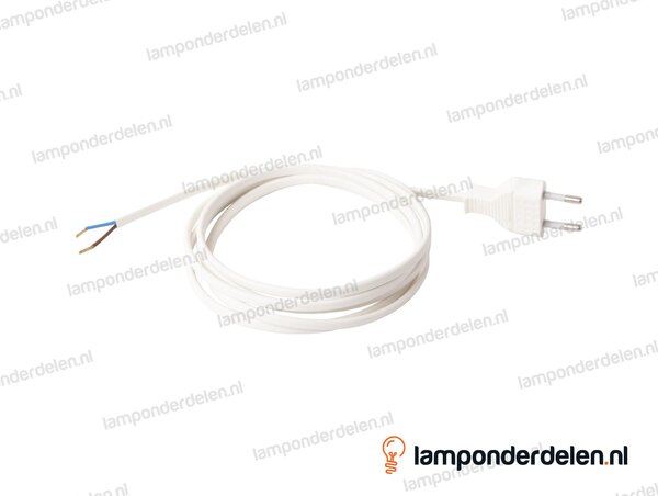 Aansluitsnoer wit met eurostekker - 2 x 0,75 mm² - lengte 4 meter