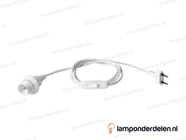 Aansluitsnoer wit met fitting E14, een snoerschakelaar en eurostekker - 2 x 0,75 mm² - lengte 1,7 meter