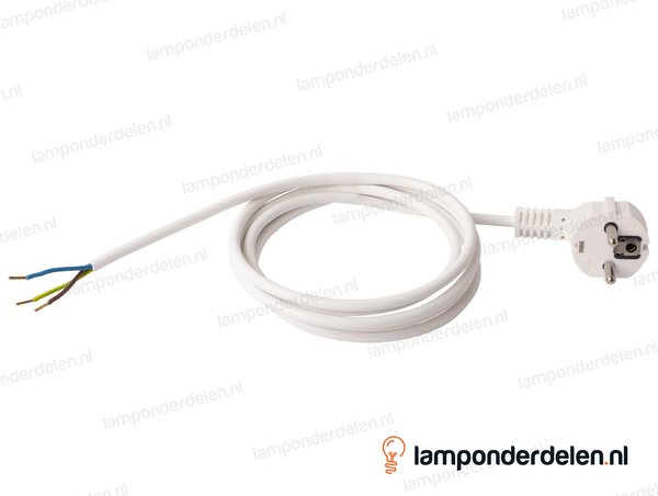 Aansluitsnoer wit met haakse RA stekker - 3 x 1,5 mm² - lengte 3 meter