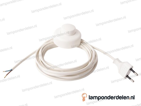 Aansluitsnoer wit met voetschakelaar en eurostekker - 2 x 0,75 mm ² - lengte 4 meter
