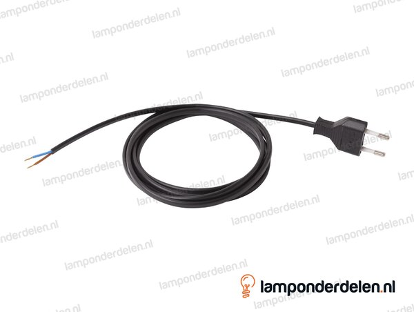 Aansluitsnoer zwart met eurostekker - 2 x 0,75 mm² - lengte 1,5 meter