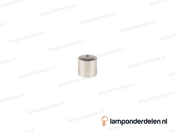 Afsluitknop messing nikkelkleurig met staalkabeldoorvoer - hoogte 12 mm - binnendraad M10x1
