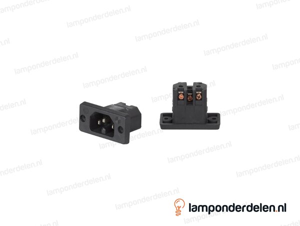 Apparaatstekker kunststof zwart inbouw 782 - max 120° - type C16 male