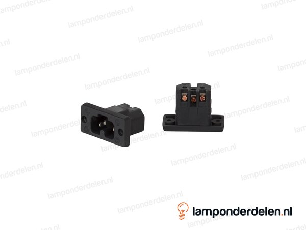 Apparaatstekker kunststof zwart inbouw 786 - max 155° - type C16A male