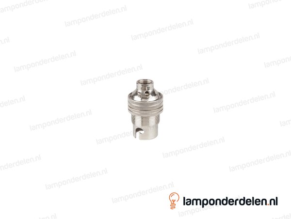 Fitting B15d messing nikkelkleurig doorlopend met één fittingschroefring en aarde-aansluiting
