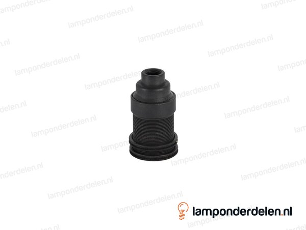 Fitting E14 messing donkerbronskleurig doorlopend met twee fittingschroefringen en aarde-aansluiting